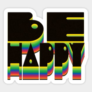 Be Happy 70s Retro Sticker